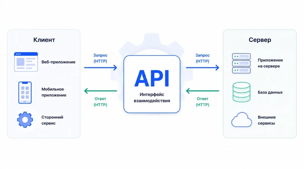 Схема взаємодії клієнта, API-інтерфейсу та сервера з базою даних